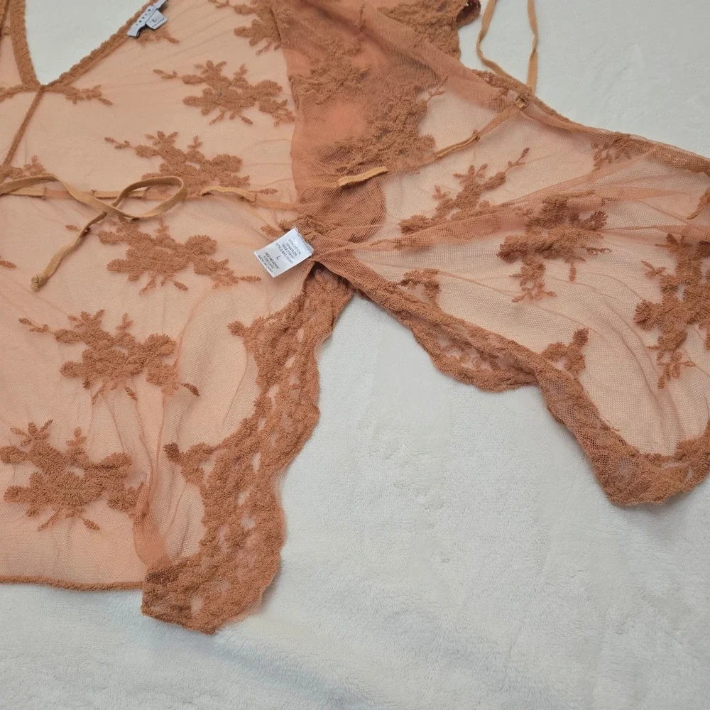 Favlux Floral Lace Kimono Cover Up Terracotta Orange Size L Festival Boho Fairy